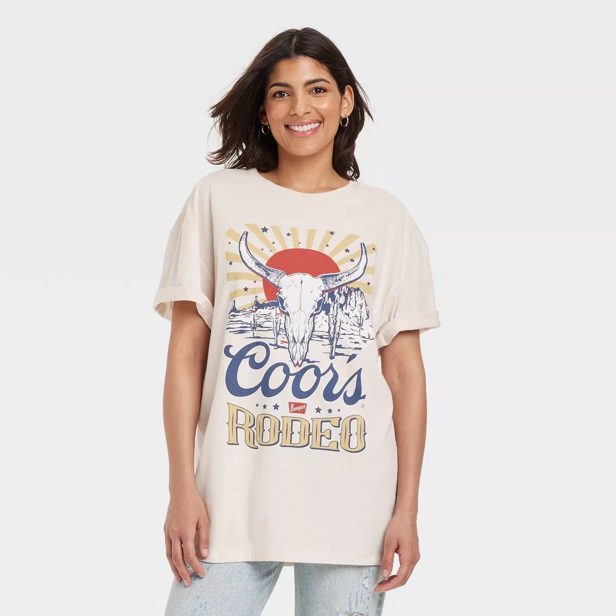 Women's Coors Rodeo Short Sleeve Graphic T-Shirt Dress - White | Target