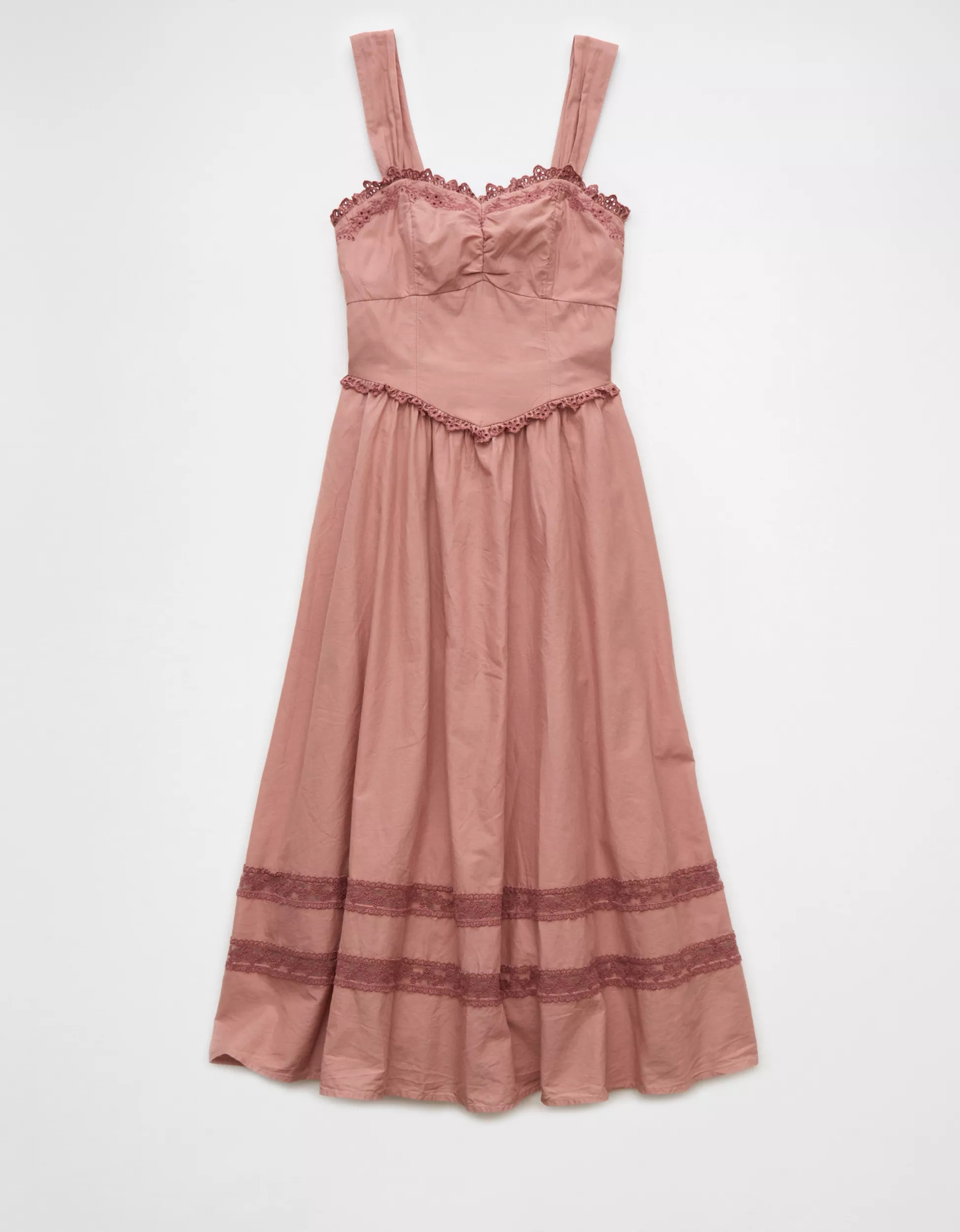 AE Corset V-Waist Midi Dress | American Eagle Outfitters (US & CA)