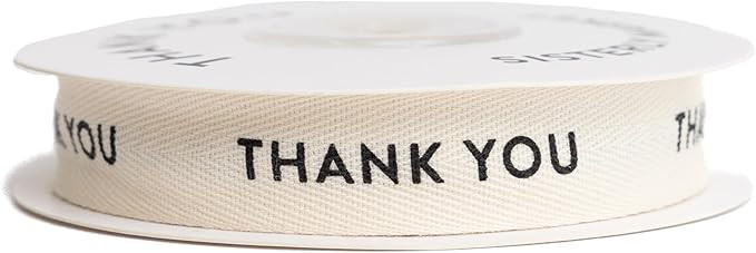 Cotton Herringbone Custom Ribbon Natural 5/8'' x 10 Yards (5/8'', Thank You) | Amazon (US)