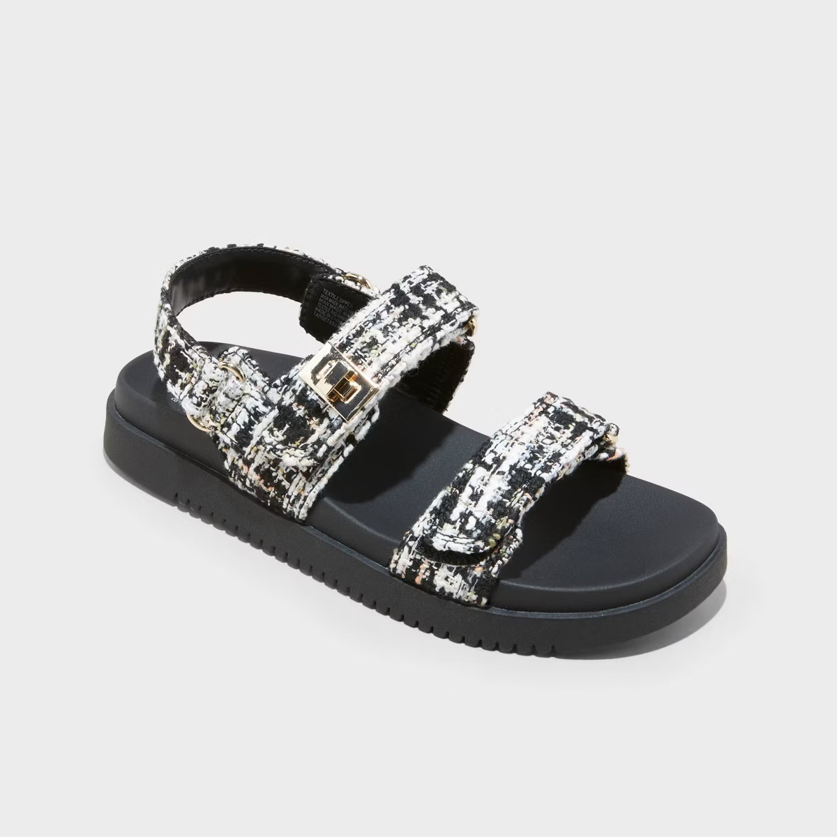 Women's Jonie Jet Tweed Footbed Sandals - A New Day™ Jet Black | Target
