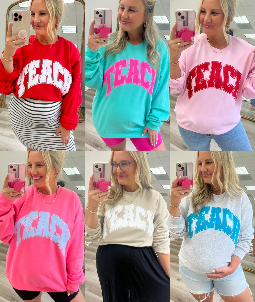 'Teach' PUFF Crewneck Sweatshirt | United Monograms