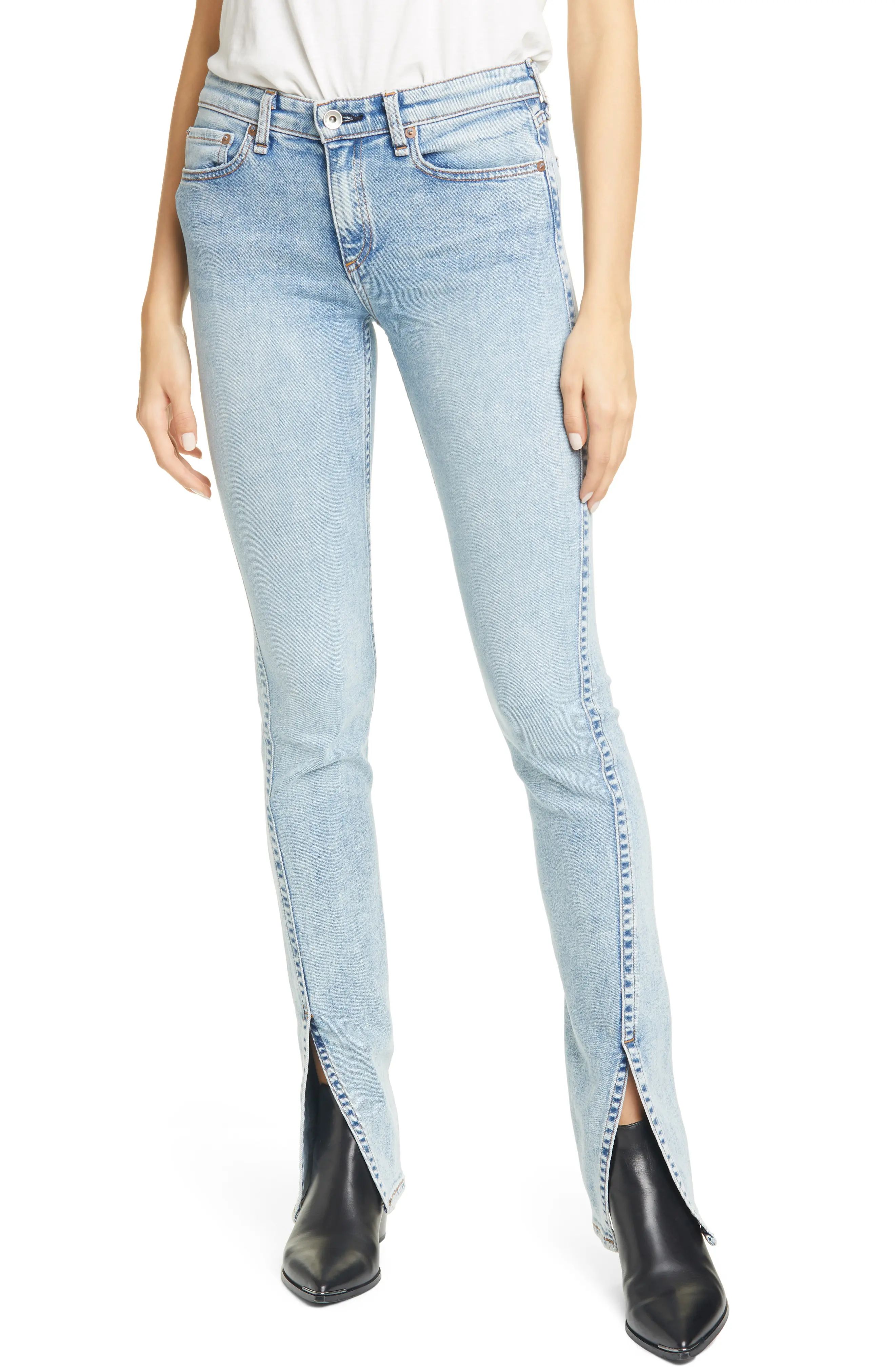Women's Rag & Bone Cate Split Hem Skinny Jeans, Size 33 - Blue | Nordstrom