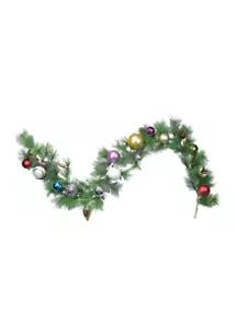 6' x 9Inch Multi-Colored Ornament and Long Needle Pine Artificial Christmas Garland Unlit | Belk