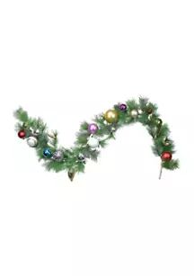 6' x 9Inch Multi-Colored Ornament and Long Needle Pine Artificial Christmas Garland Unlit | Belk