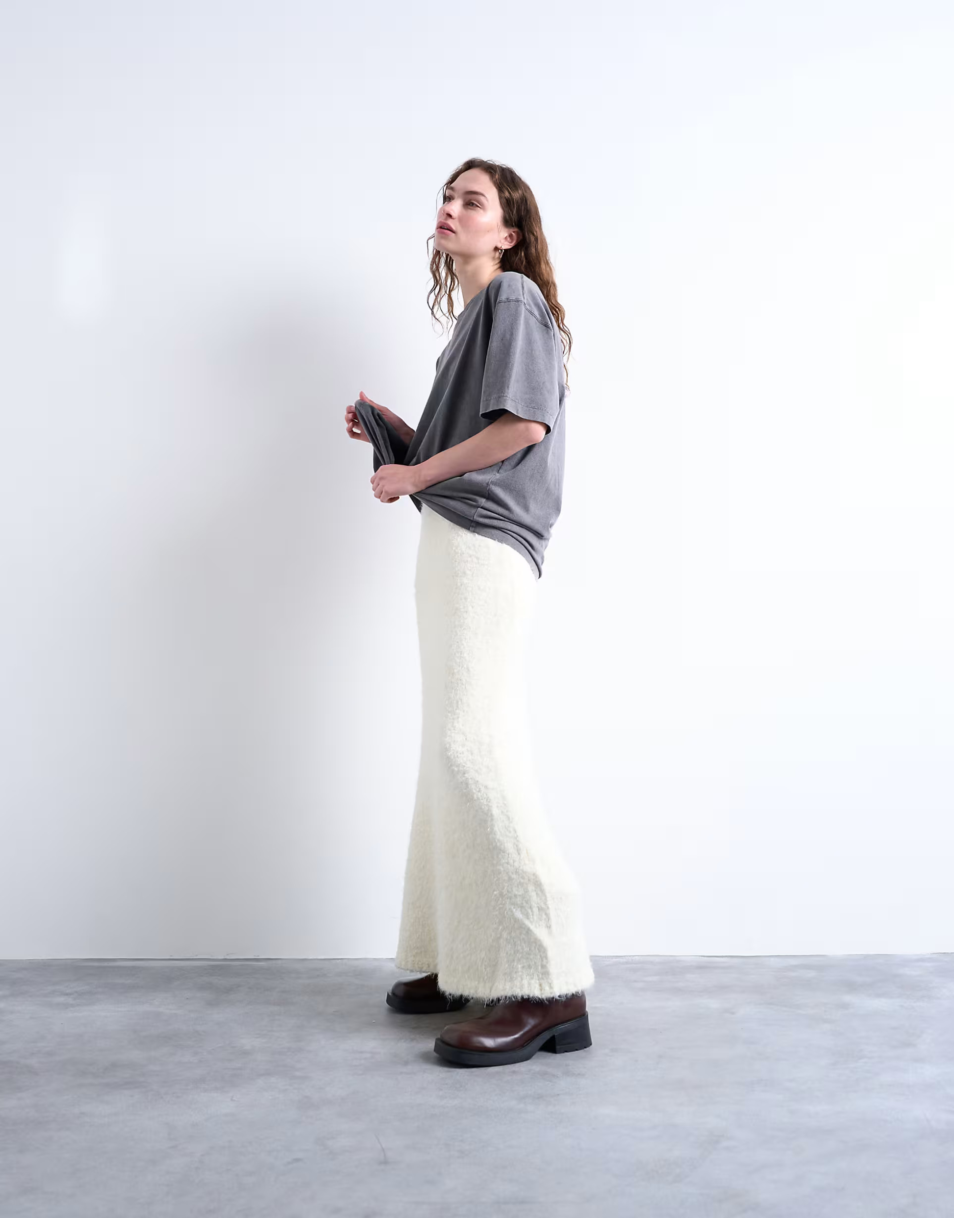 Topshop knit fluffy skirt in cream - part of a set | ASOS (Global)