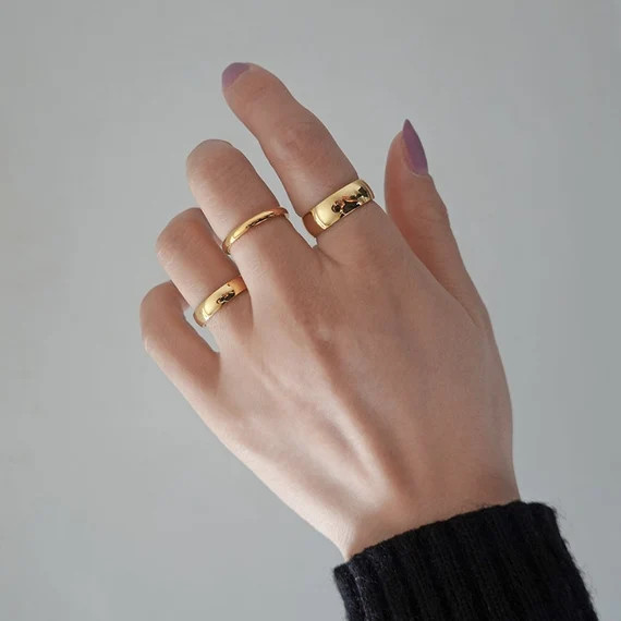 18K Gold Plated Tungsten Bold Ring Gold Band Ring Gold Stacking Ring Stackable Ring Thick Ring Th... | Etsy (US)