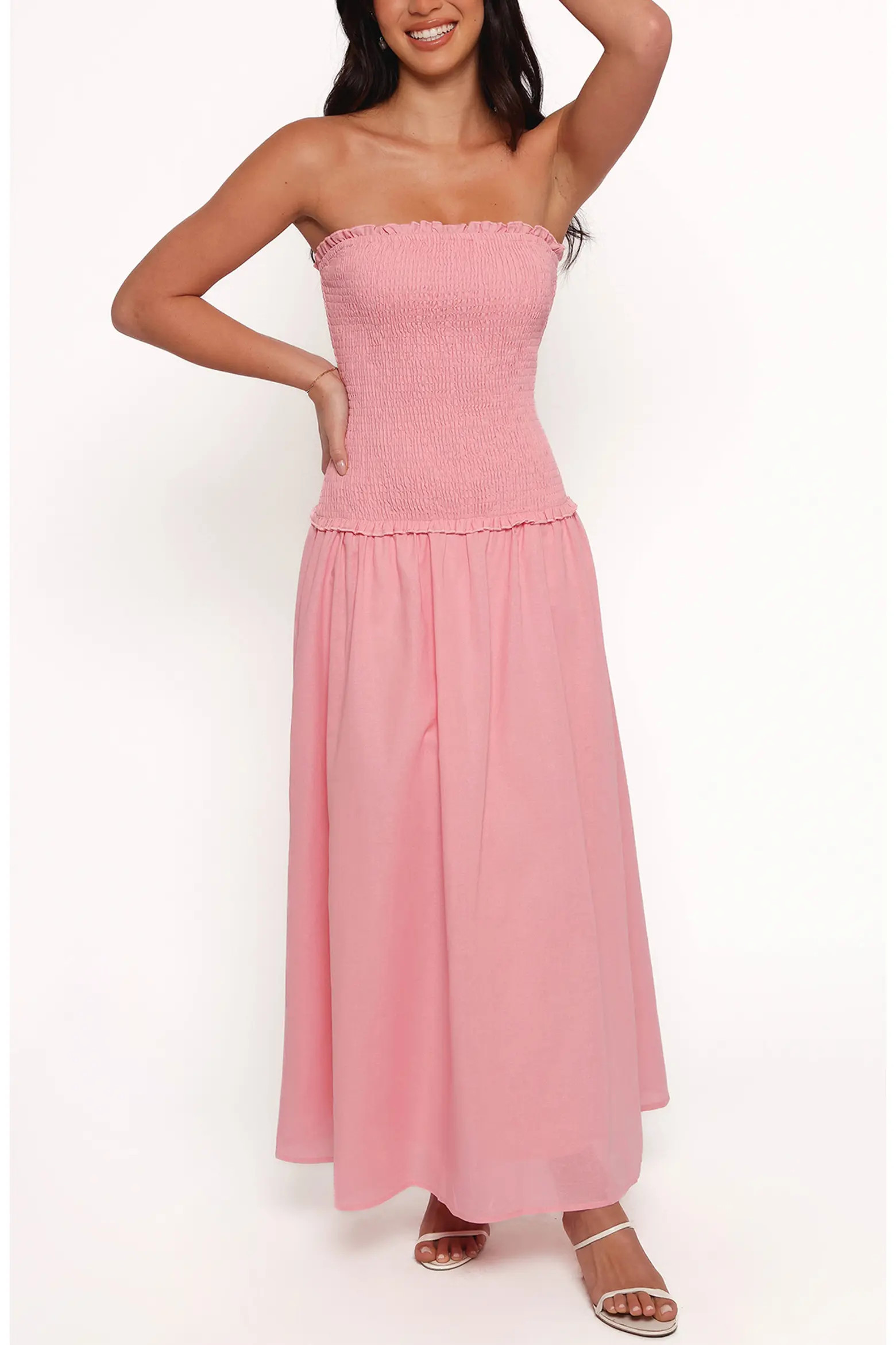 Petal & Pup Bea Smocked Strapless Cotton & Linen Maxi Dress (Women) | Nordstrom | Nordstrom
