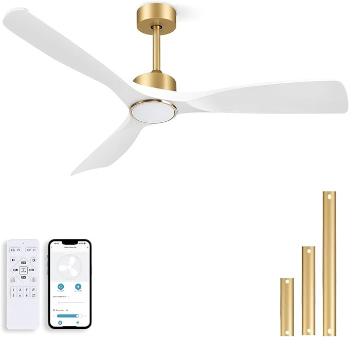 Ceiling Fans with Lights, Ceiling Fans with Lights and Remote Control, 52 inch Modern Smart White... | Amazon (US)