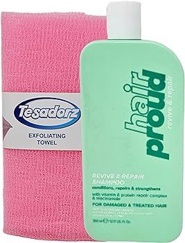 Hair Proud Revive and Repair Shampoo 12.17oz and Tesadorz Exfoliating Towel Hair Care Bundle | Amazon (US)