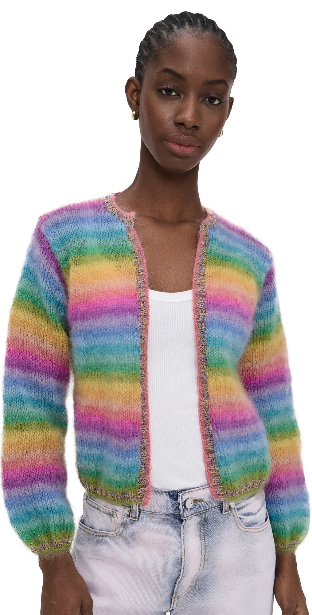 Rose Carmine Mini Jacket Rainbow Stripes Pastels One Size | Shopbop