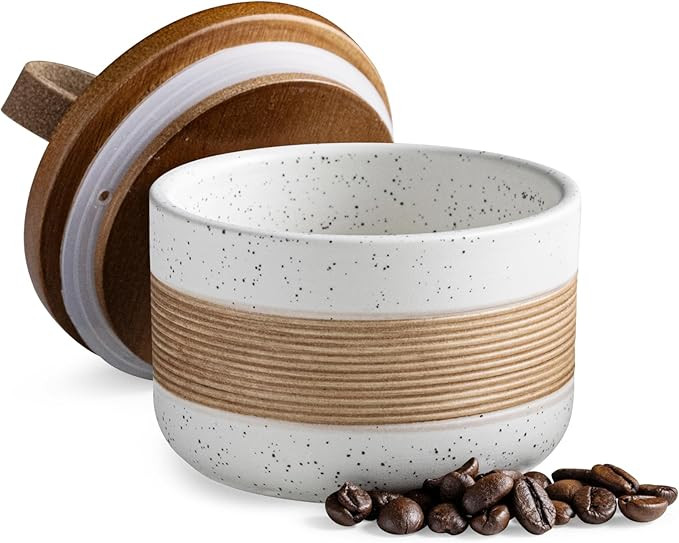 Small Ceramic Jar with Lid, Coffee Container Canister Kitchen Food Storage Jars for Spice Sugar T... | Amazon (US)