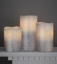 Silver Glitter Real Wax LED Pillar with 5/19 Timer | Amazon (US)