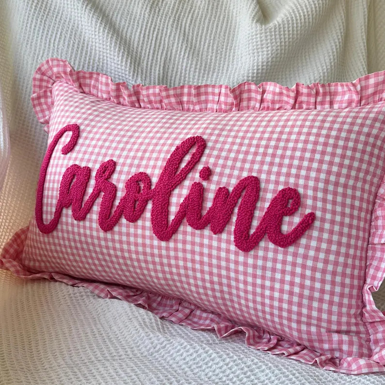 Personalized Name Pillow, Nursery Pillow, Custom Name Pillow, Embroidered Punch Needle Pillow, Ba... | Etsy (US)