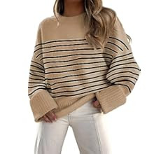 ANRABESS Women's Crewneck Long Sleeve Oversized Fuzzy Knit Chunky Warm Pullover Sweater Top | Amazon (US)