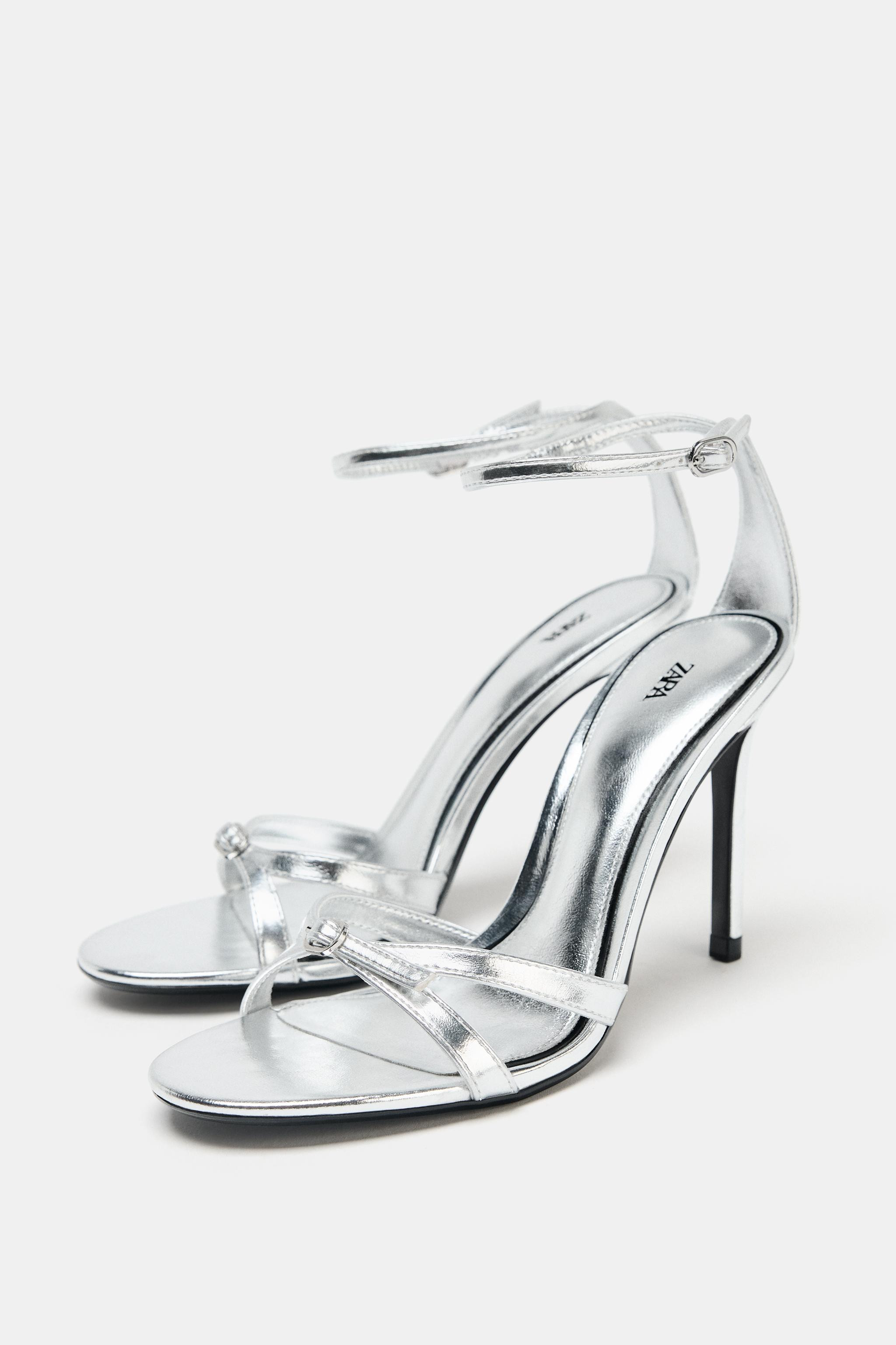 METALLIC EFFECT HIGH-HEEL SANDALS | Zara US
