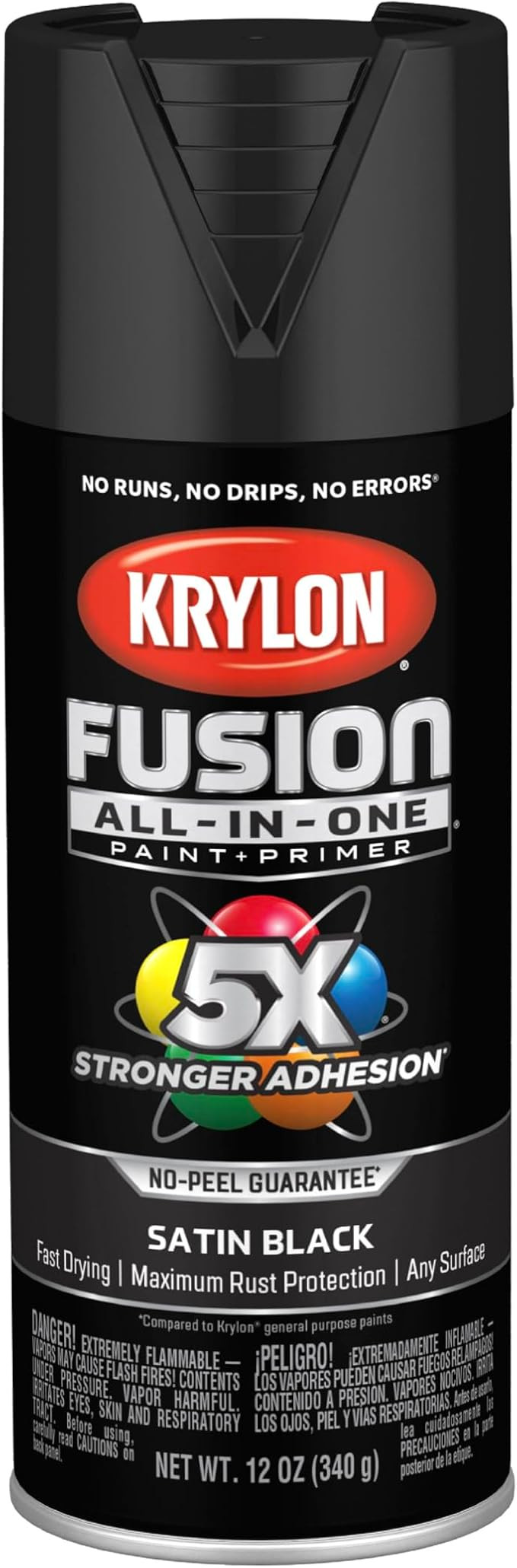 12 oz Krylon K02754007 Black Fusion All-In-One Paint & Primer Spray Paint, Matte | Amazon (US)