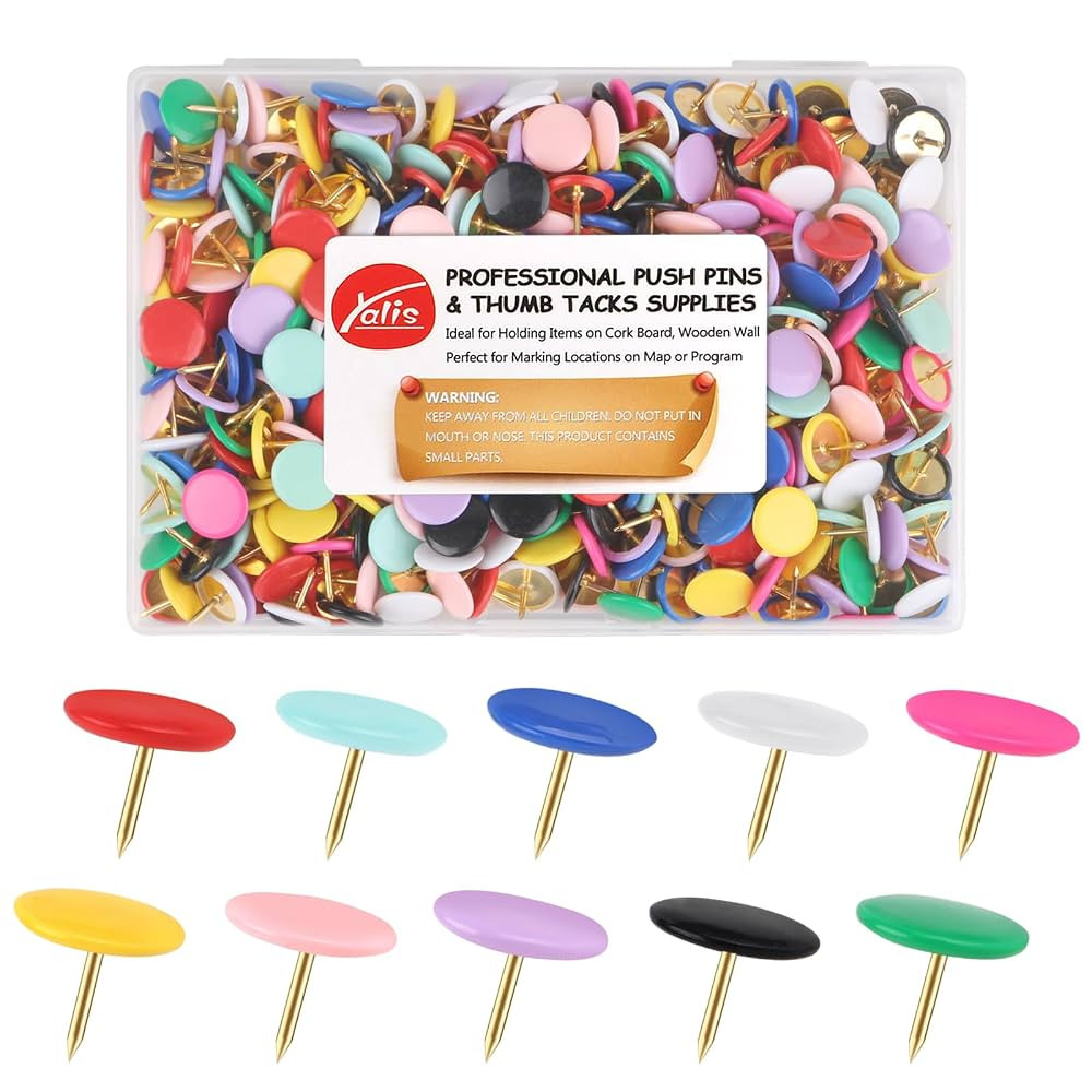 Yalis Thumb Tacks 400-count, Colors Plastic Roundness Push Pins Decorative Tacks for Corkboard (C... | Amazon (US)