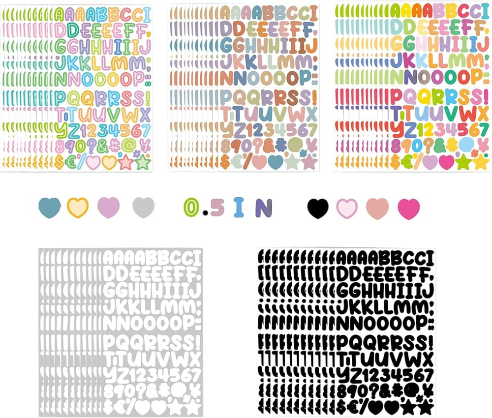 5400 Letter Stickers 60 Sheets Alphabet Stickers 0.5in Vinyl Self-Adhesive Number Alphabet Sticke... | Amazon (US)