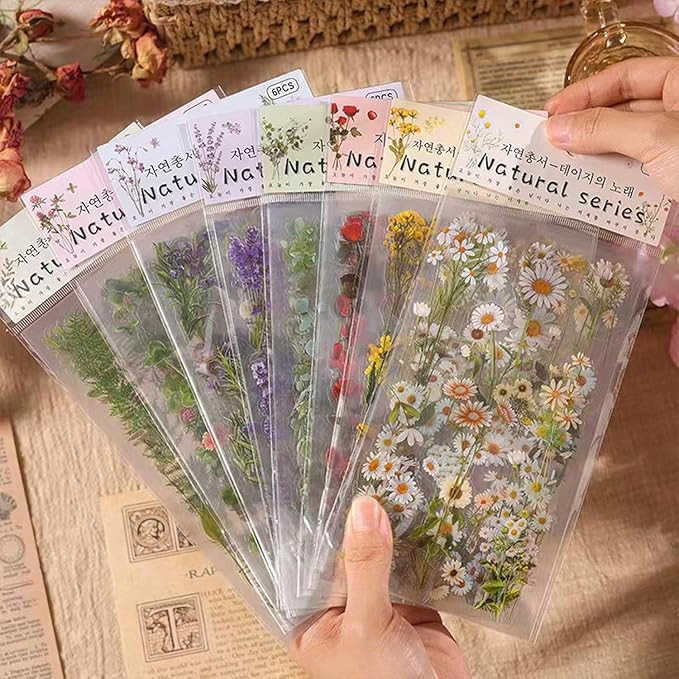 720Pcs /8Pack, Vintage PET Transparent Decorative Pretty Retro Floral Stickers Set, Self-Adhesive... | Amazon (CA)