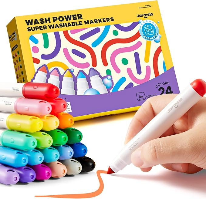 Jar Melo Washable Markers for Kids Toddlers 2-4, Safe Non-Toxic Water Based Markers for Age 1-3 4... | Amazon (US)