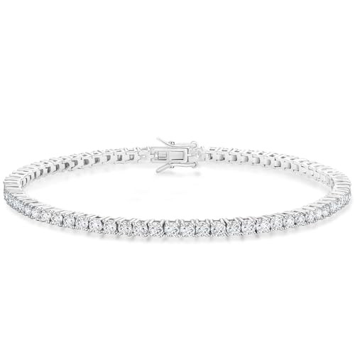 KRKC Tennis Bracelet for Women 14K White Gold Plated, AAAAA+ Classic Cubic Zirconia Bracelet with... | Amazon (US)