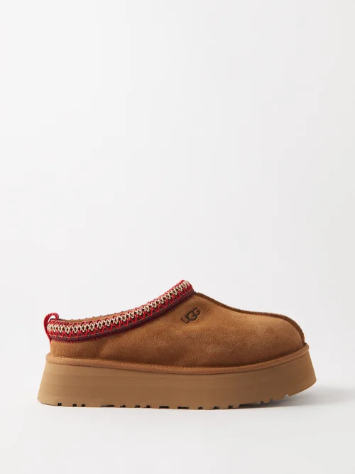 Ugg - Tazz Shearling-lined Suede Platform Slippers - Womens - Chestnut | Matches (US)