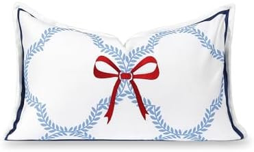 Hofdeco Premium Coastal Hampton Patio Indoor Outdoor Lumbar Pillow Cover Only, 12"x20" Water Repe... | Amazon (US)