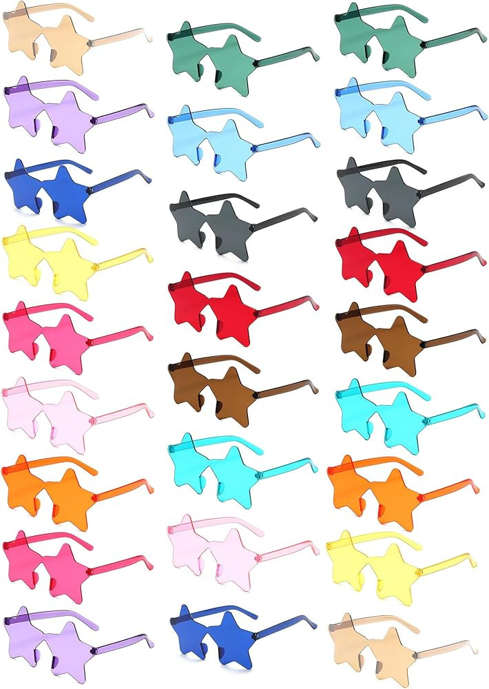 12/26/36 Pairs Rimless Star Shaped Sunglasses Transparent Glasses Bulk Fun Sunglasses for Party F... | Amazon (US)