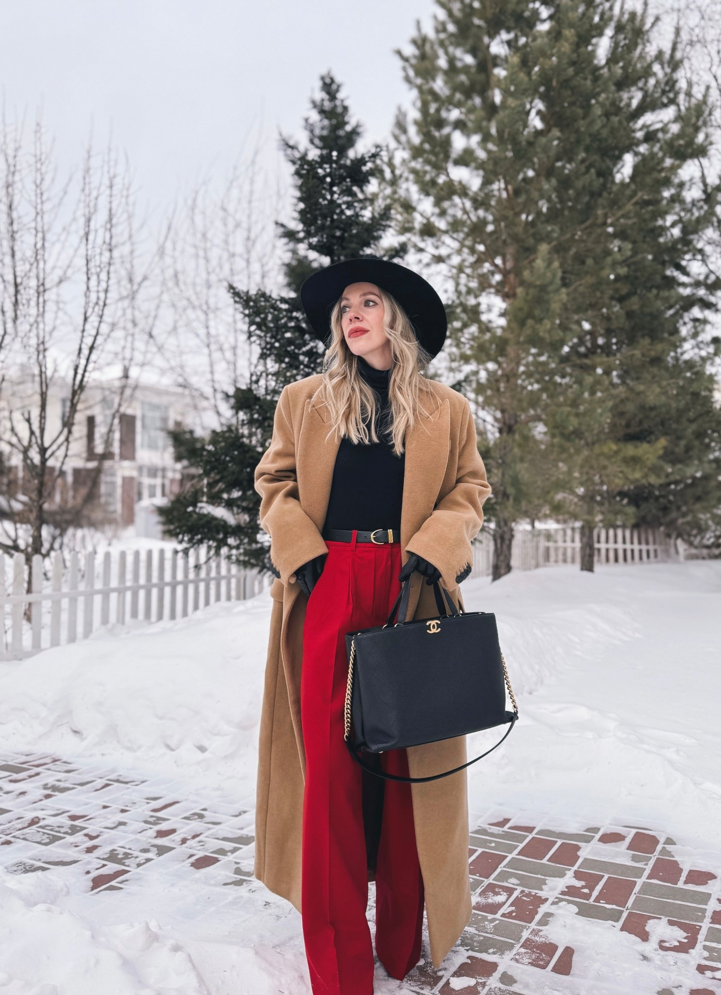Camel coat, red wide leg trousers, winter work wear, black wool hat, style over 40

#LTKSeasonal #LTKOver40 #LTKWorkwear