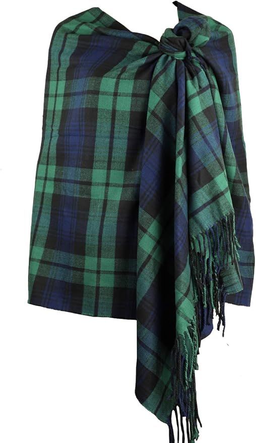 Achillea Long & Wide Scottish Clan Tartan Plaid Cashmere Feel Shawl Wrap Winter Warm Scarf 80" x ... | Amazon (US)