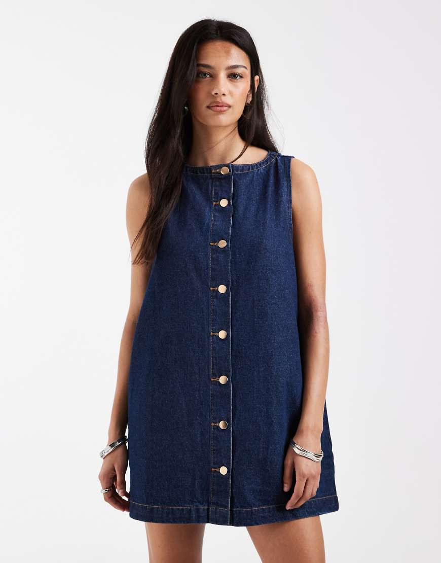 Bronze Snake Jaymes denim smock dress in indigo-Blue | ASOS (Global)