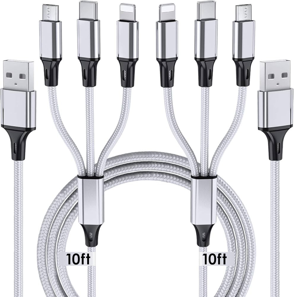 Multi Charging Cable, 10ft 2Pack Multi Phone Charger Cable Braided Universal 3 in 1 Charging Cord... | Amazon (US)
