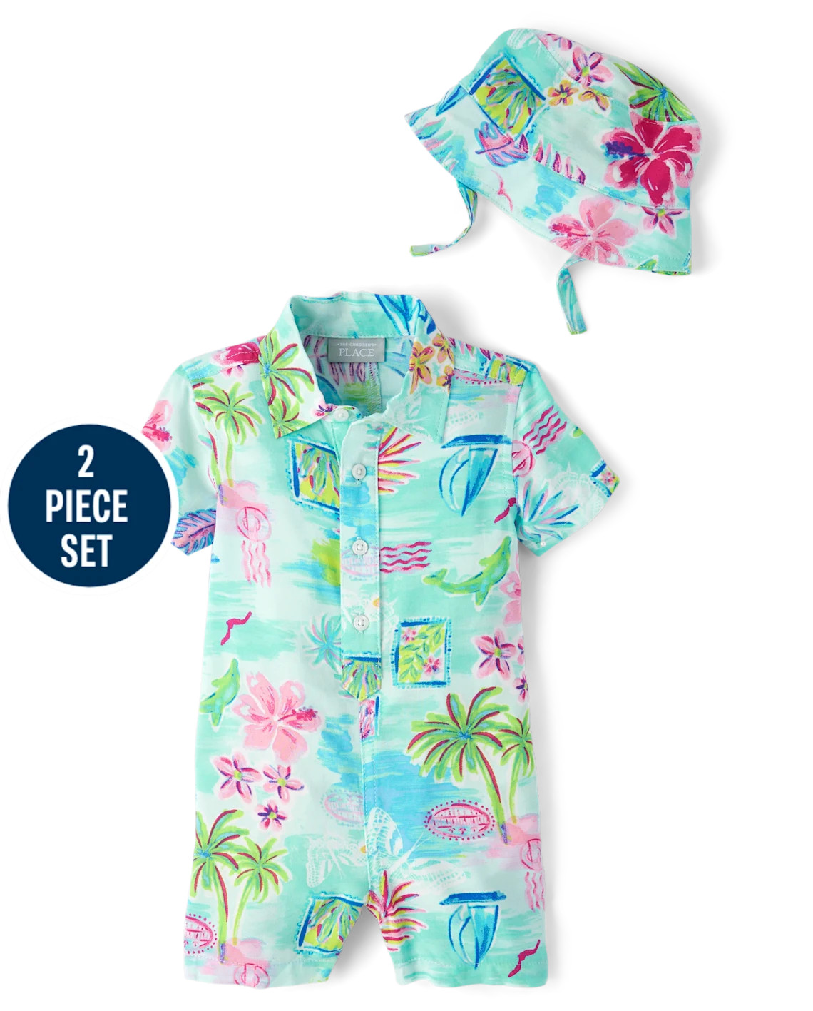 Baby Boys Matching Family Tropical Romper 2-Piece Outfit Set - pink | The Children's Place