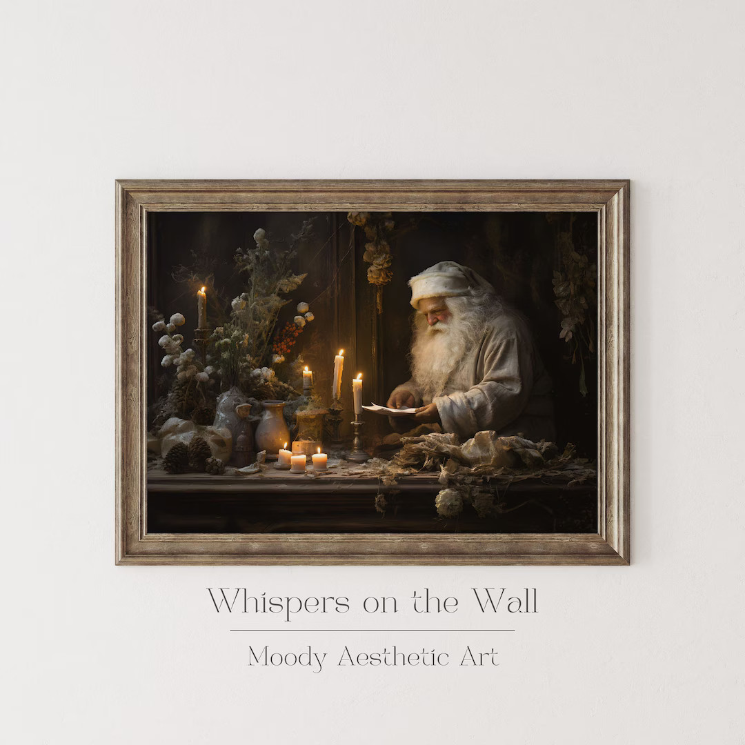 Rustic Santa Claus Print Moody Christmas Printable Wall Art - Etsy | Etsy (US)