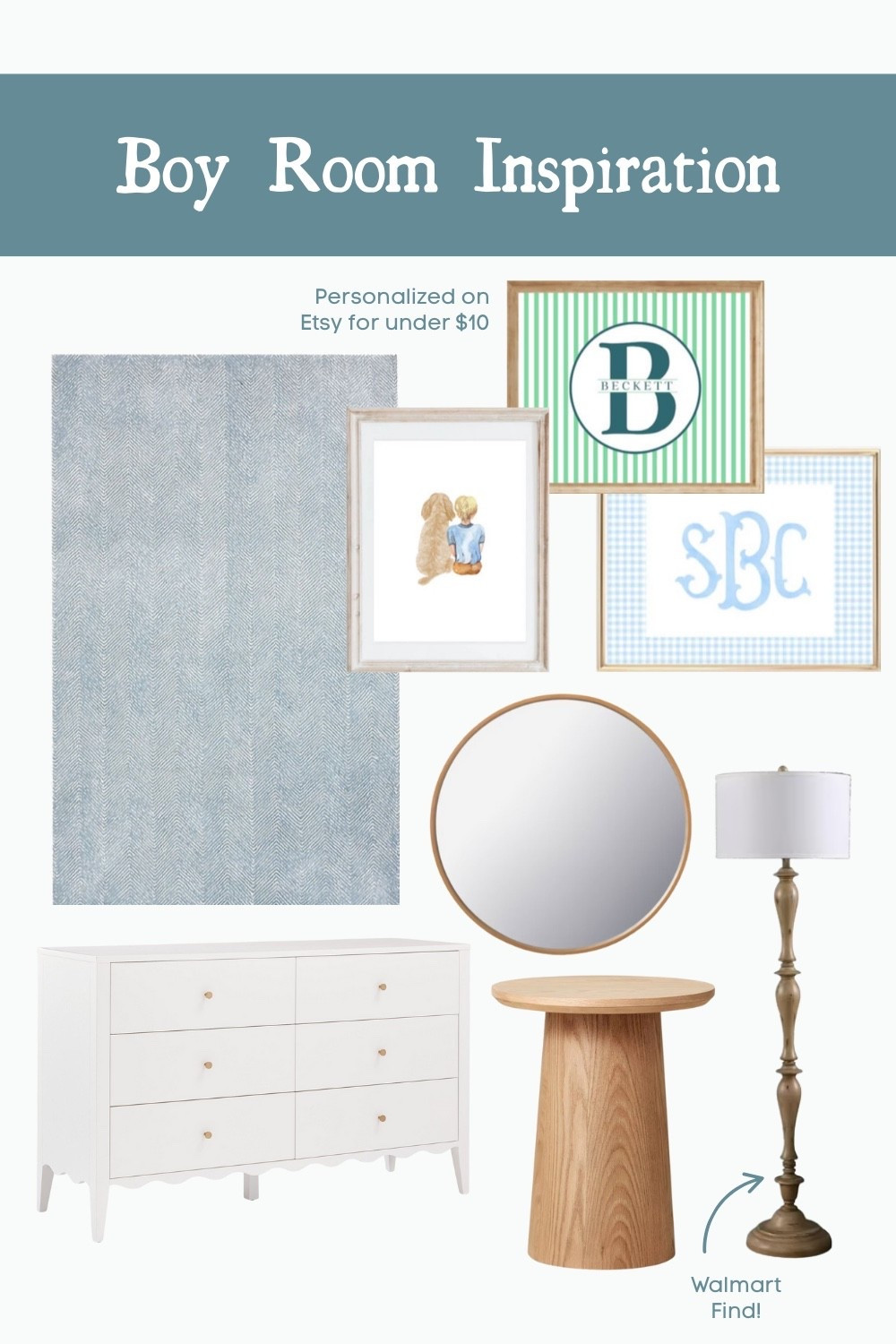 Boy room decor. Boy room inspiration. Baby boy room. Toddler boy room. Kid boy room. Big boy room. Blue room decor for boy. Monogram for boy. Classic boy room. Ideas for boys rooms. Ideas for toddler boy. Initials for boys. Blue and green boy room. Boy and dog art. Inspiration for boy room. 