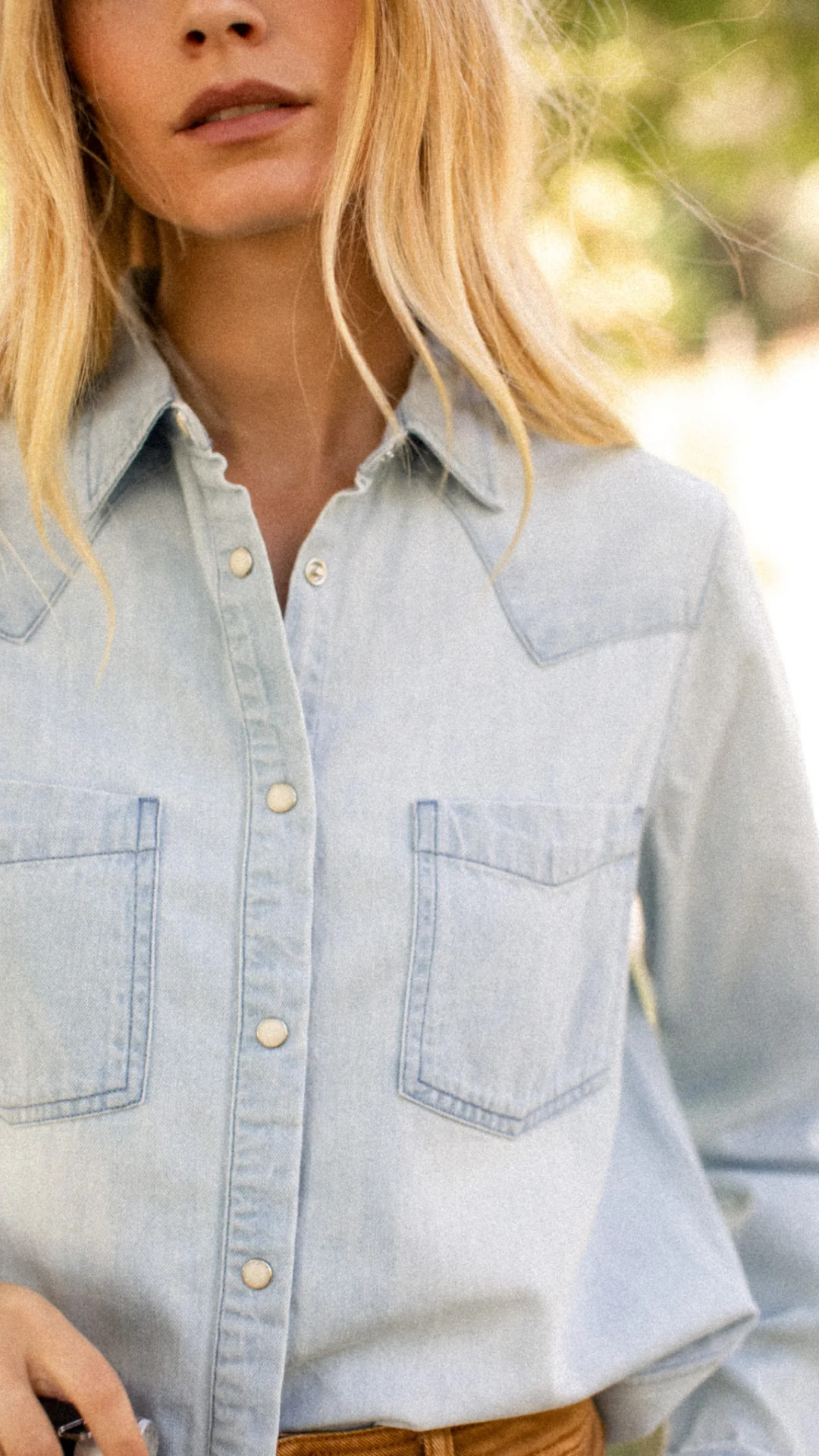 Denim Western Shirt - Pale Wash | Marea