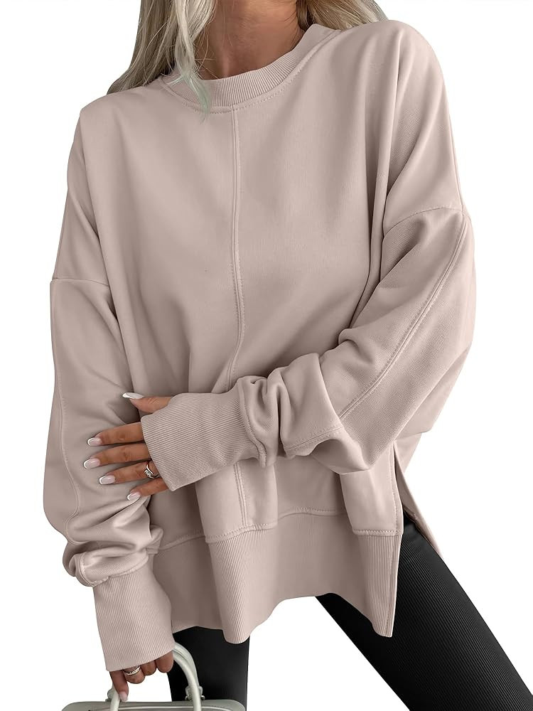 ANRABESS Women Oversized Sweatshirts Thumbhole Long Sleeve Hoodies Shirts 2025 Fall Side Slit Pul... | Amazon (US)