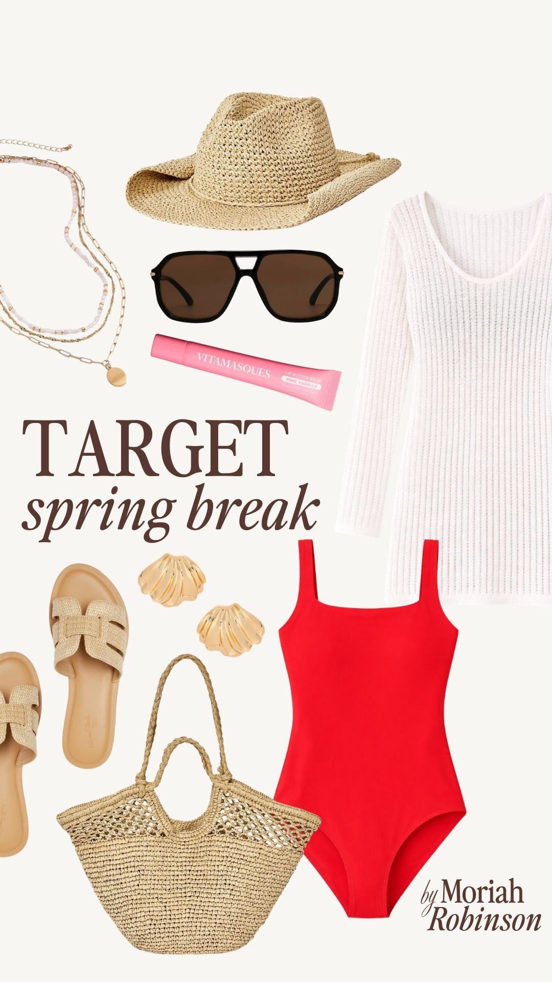 Spring break beach-ready look! I love this square-neck swimsuit and oversized rattan tote for a a day of fun in the sun! 

 #LTKSeasonal #LTKSwim #LTKTravel