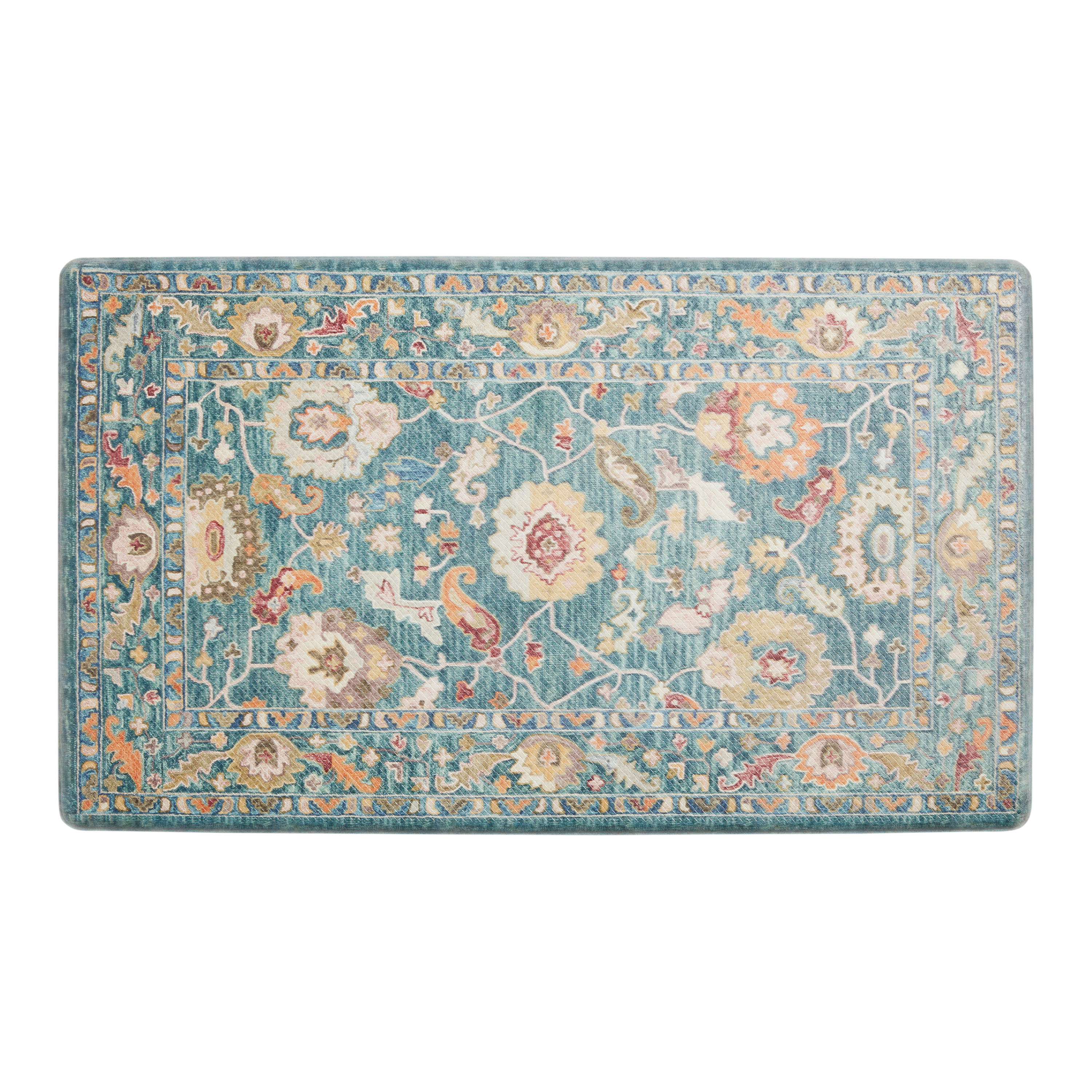 Raya Floral Traditional Style Nonslip Kitchen Floor Mat | World Market