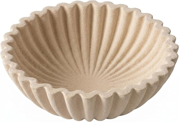 Resin Decorative Bowl, Beige | Handmade, Pleated Imitation Stone, Modern Home Decoration, Multi-P... | Amazon (US)