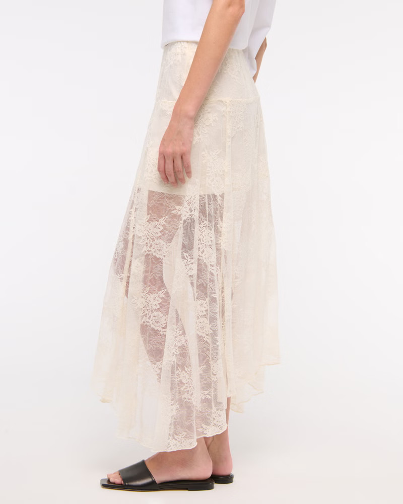 Lace Godet Maxi Skirt | Abercrombie & Fitch (US)