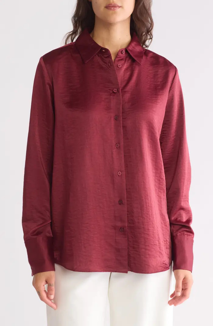 Satin Long Sleeve Button-Up Shirt | Nordstrom Rack