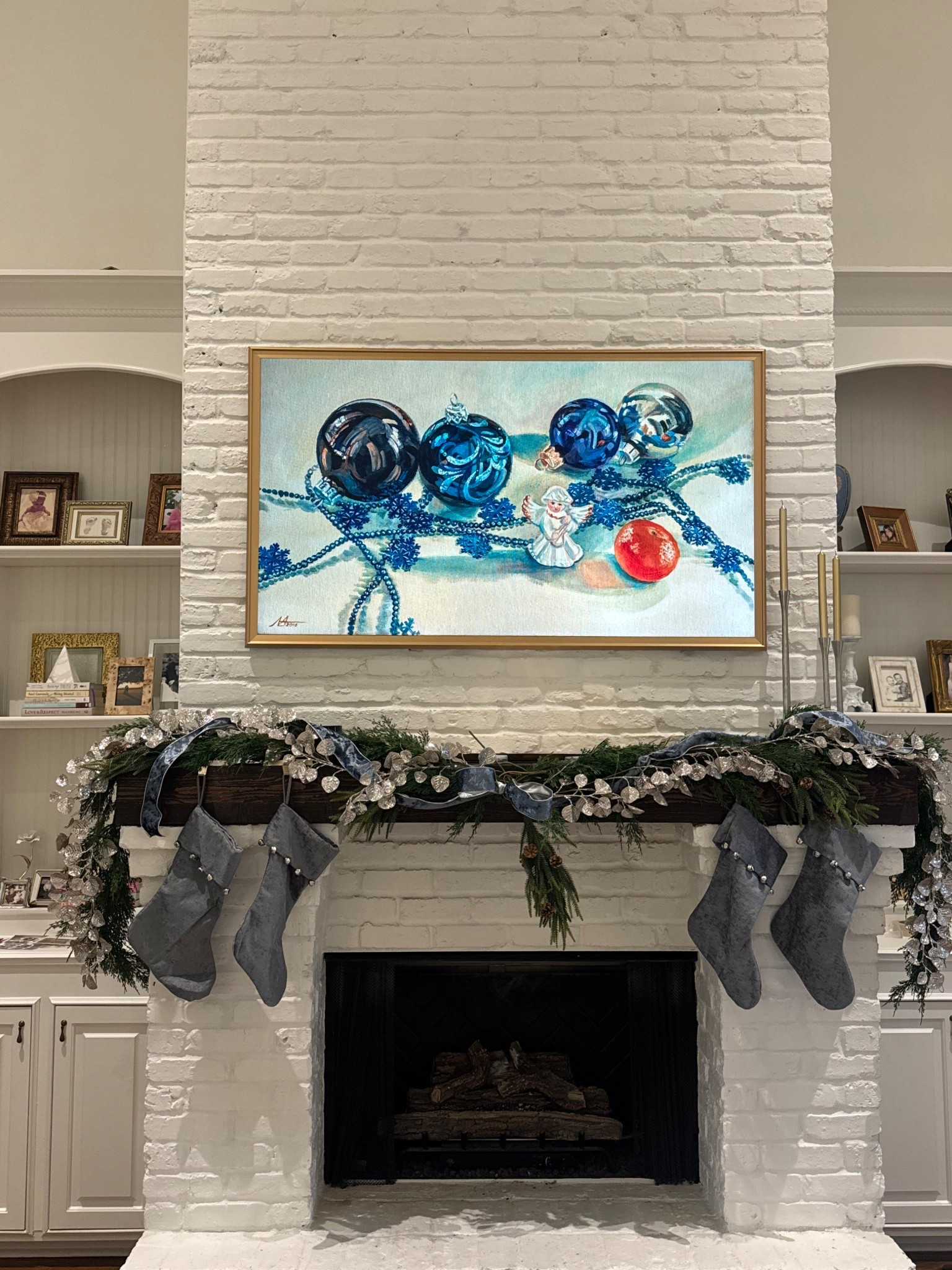 Proof that a TV can look like art ✨ The Samsung Frame TV paired with this affordable gold frame from Amazon blends seamlessly into our living room—style and function in one. Linked on LTK.

#LTKHome #LTKGiftGuide #LTKHoliday