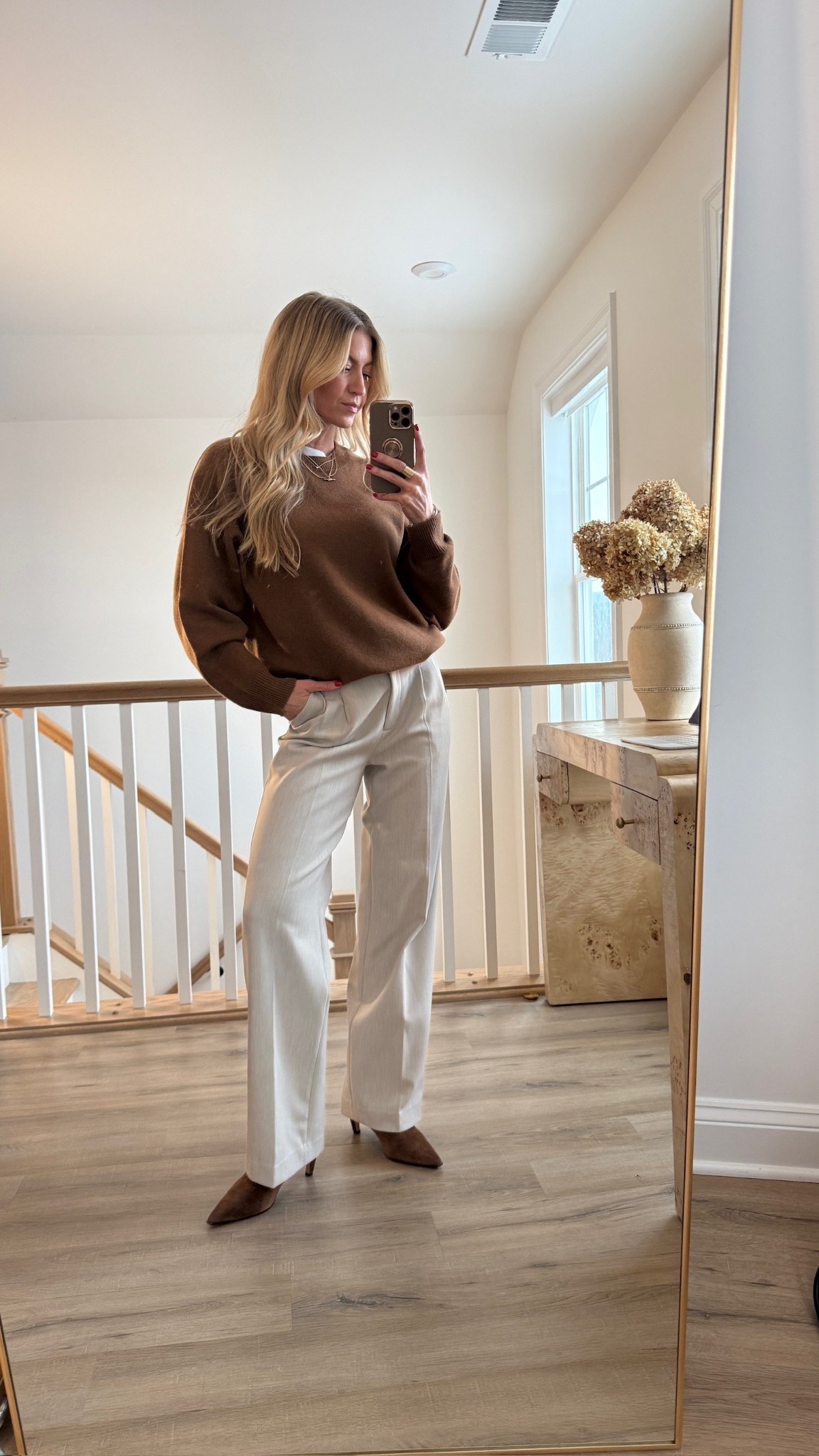 Sweater + trouser look. 
Sweater: runs slightly oversized
Trousers: run TTS. 

#LTKootd #LTKdayinmylife