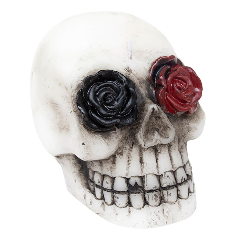Bleeding Floral Skull Candle, 5.5" | At Home