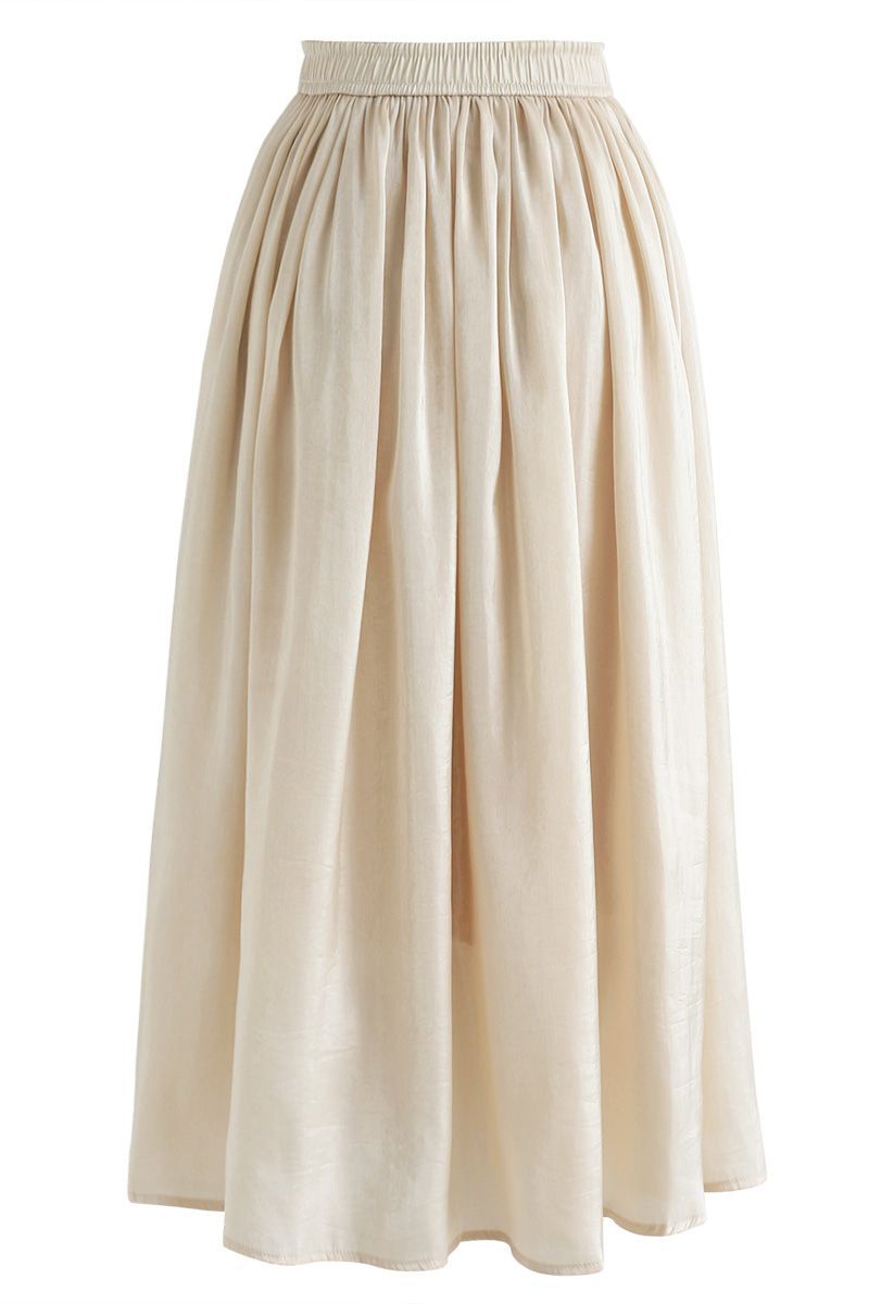 Sleek Beauties Pleated Midi Skirt in Gold | Chicwish