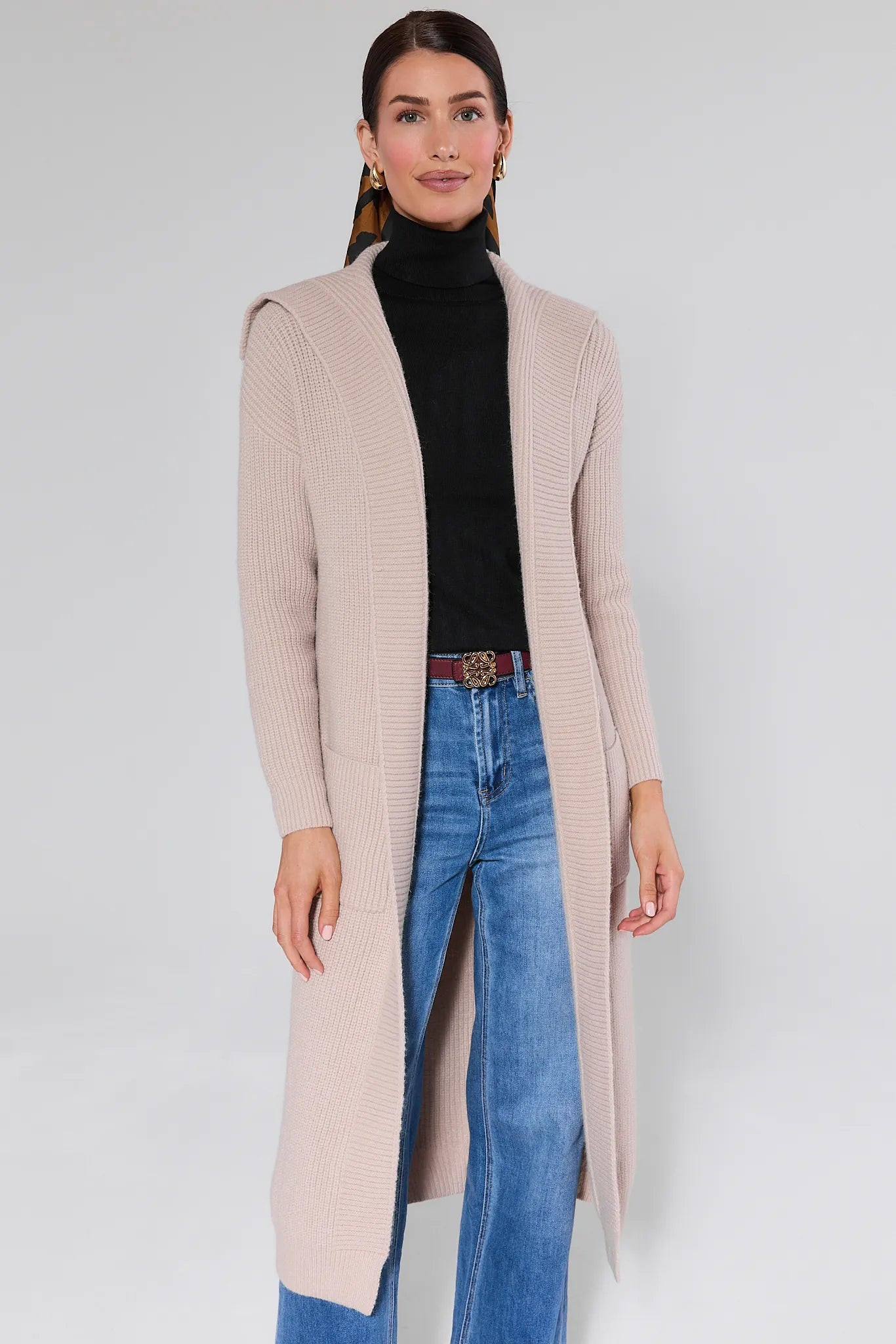 Monroe Tan Knit Long Cardigan | Avara
