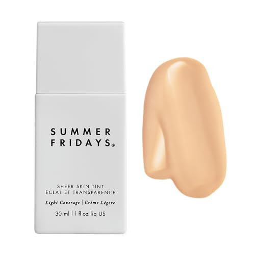 Summer Fridays Sheer Skin Tint - Tinted Moisturizer with Hyaluronic Acid - Helps Diminish Uneven Skin Tone - Sheer to Light Coverage - Shade 1 - Fair with Neutral Peach Undertones (1 Fl Oz) | Amazon (US)