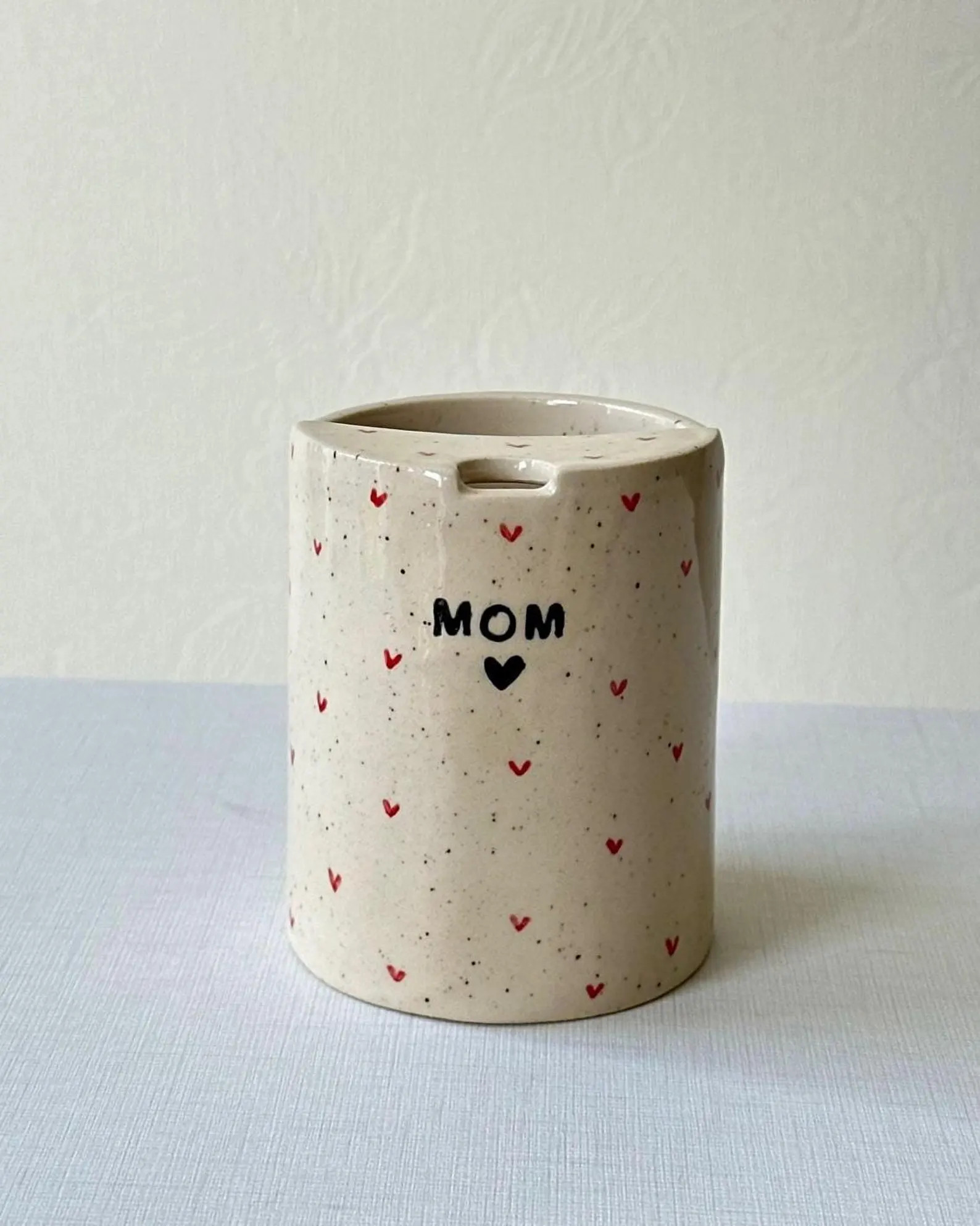 Personalized Ceramic Travel Mug, Hand-painted Hearts, Handmade Stoneware To-go Cup - Etsy | Etsy (Global)