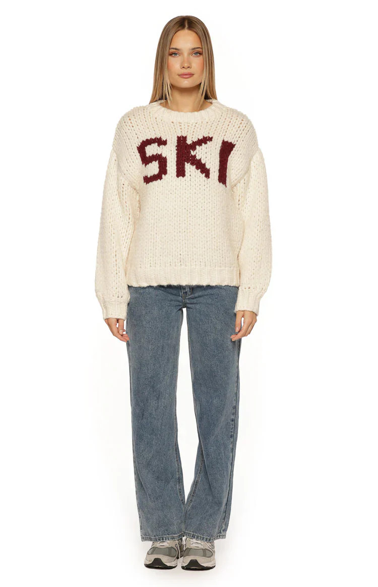 Jasmine Ski Cream Jacquard Chunky Knit Sweater | Beginning Boutique | Beginning Boutique (US)